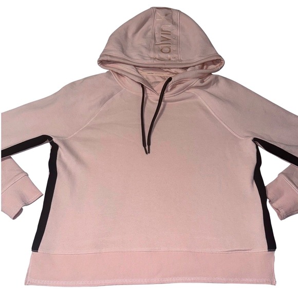 Calvin Klein Performance Tops - Calvin Klein Performance Pink Hoodie Black Side Stripe Logo Hood Sweatshirt L